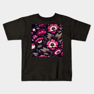 Magenta Floral Illustration Kids T-Shirt